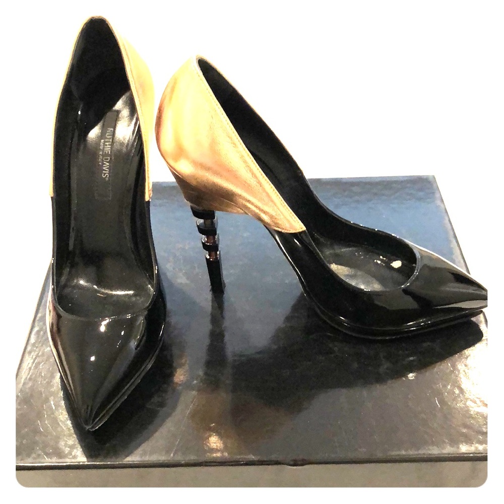 Ruthie Davis black and rose gold pump